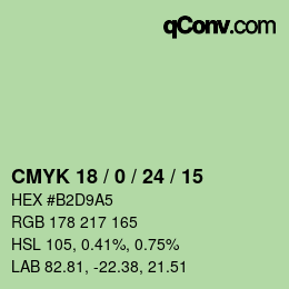 Color code: CMYK 18 / 0 / 24 / 15 | qconv.com