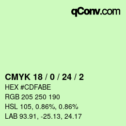 カラーコード: CMYK 18 / 0 / 24 / 2 | qconv.com