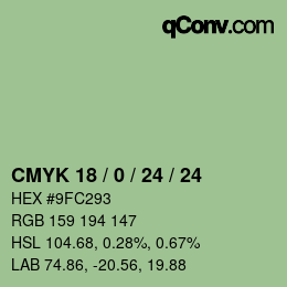 カラーコード: CMYK 18 / 0 / 24 / 24 | qconv.com