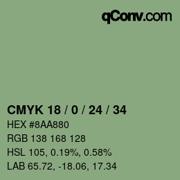 颜色代码: CMYK 18 / 0 / 24 / 34 | qconv.com
