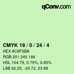 カラーコード: CMYK 18 / 0 / 24 / 4 | qconv.com