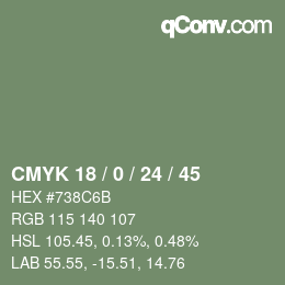 カラーコード: CMYK 18 / 0 / 24 / 45 | qconv.com