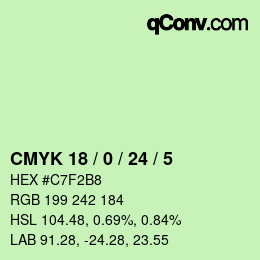 カラーコード: CMYK 18 / 0 / 24 / 5 | qconv.com