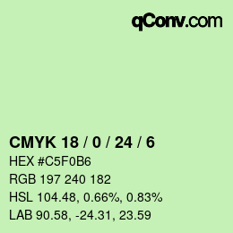 カラーコード: CMYK 18 / 0 / 24 / 6 | qconv.com
