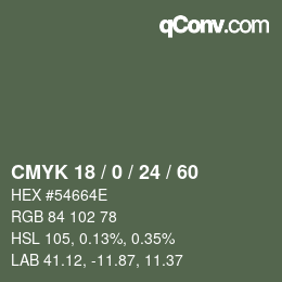 カラーコード: CMYK 18 / 0 / 24 / 60 | qconv.com