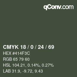 カラーコード: CMYK 18 / 0 / 24 / 69 | qconv.com
