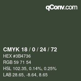 Color code: CMYK 18 / 0 / 24 / 72 | qconv.com