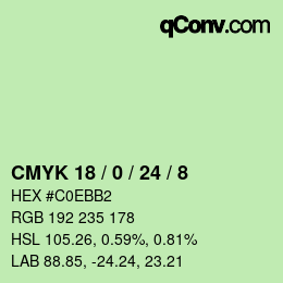 Color code: CMYK 18 / 0 / 24 / 8 | qconv.com