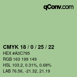 Color code: CMYK 18 / 0 / 25 / 22 | qconv.com