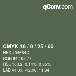 Color code: CMYK 18 / 0 / 25 / 60 | qconv.com