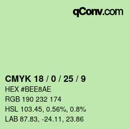 カラーコード: CMYK 18 / 0 / 25 / 9 | qconv.com