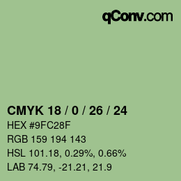 Color code: CMYK 18 / 0 / 26 / 24 | qconv.com