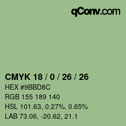 Color code: CMYK 18 / 0 / 26 / 26 | qconv.com