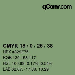 Farbcode: CMYK 18 / 0 / 26 / 38 | qconv.com