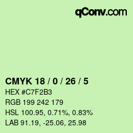 Color code: CMYK 18 / 0 / 26 / 5 | qconv.com