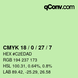 カラーコード: CMYK 18 / 0 / 27 / 7 | qconv.com