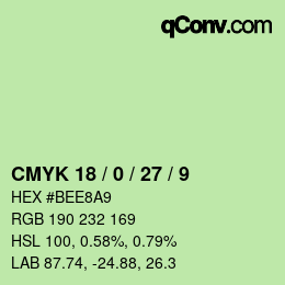 カラーコード: CMYK 18 / 0 / 27 / 9 | qconv.com