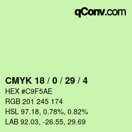 Color code: CMYK 18 / 0 / 29 / 4 | qconv.com