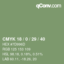 Código de color: CMYK 18 / 0 / 29 / 40 | qconv.com