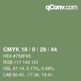カラーコード: CMYK 18 / 0 / 29 / 44 | qconv.com