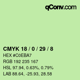 カラーコード: CMYK 18 / 0 / 29 / 8 | qconv.com