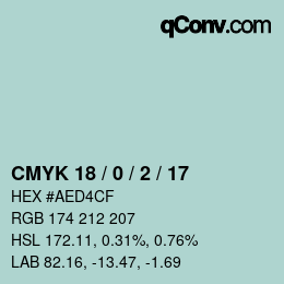 Color code: CMYK 18 / 0 / 2 / 17 | qconv.com
