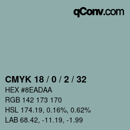 Color code: CMYK 18 / 0 / 2 / 32 | qconv.com