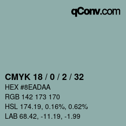 カラーコード: CMYK 18 / 0 / 2 / 32 | qconv.com