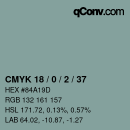 颜色代码: CMYK 18 / 0 / 2 / 37 | qconv.com