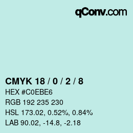 カラーコード: CMYK 18 / 0 / 2 / 8 | qconv.com