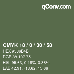 Farbcode: CMYK 18 / 0 / 30 / 58 | qconv.com