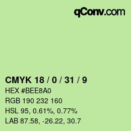 カラーコード: CMYK 18 / 0 / 31 / 9 | qconv.com