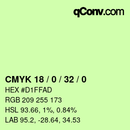 颜色代码: CMYK 18 / 0 / 32 / 0 | qconv.com