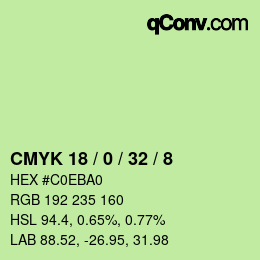 カラーコード: CMYK 18 / 0 / 32 / 8 | qconv.com