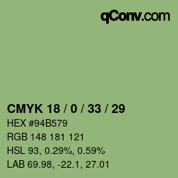 Color code: CMYK 18 / 0 / 33 / 29 | qconv.com