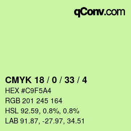 颜色代码: CMYK 18 / 0 / 33 / 4 | qconv.com
