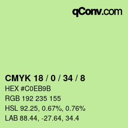 Color code: CMYK 18 / 0 / 34 / 8 | qconv.com