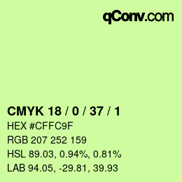 Color code: CMYK 18 / 0 / 37 / 1 | qconv.com