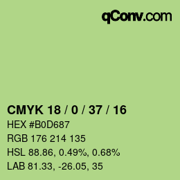 Color code: CMYK 18 / 0 / 37 / 16 | qconv.com