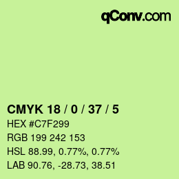 颜色代码: CMYK 18 / 0 / 37 / 5 | qconv.com