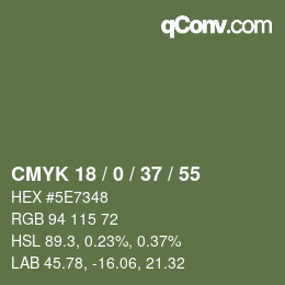 カラーコード: CMYK 18 / 0 / 37 / 55 | qconv.com