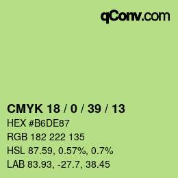 Color code: CMYK 18 / 0 / 39 / 13 | qconv.com