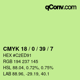 カラーコード: CMYK 18 / 0 / 39 / 7 | qconv.com