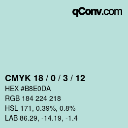 Color code: CMYK 18 / 0 / 3 / 12 | qconv.com