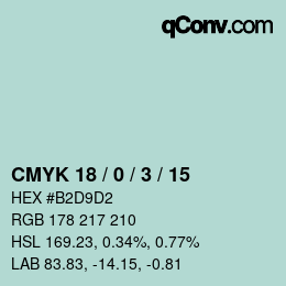 Farbcode: CMYK 18 / 0 / 3 / 15 | qconv.com