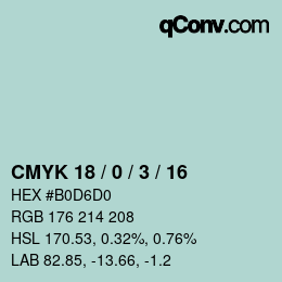 カラーコード: CMYK 18 / 0 / 3 / 16 | qconv.com