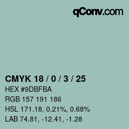 Color code: CMYK 18 / 0 / 3 / 25 | qconv.com