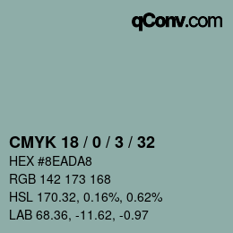 カラーコード: CMYK 18 / 0 / 3 / 32 | qconv.com