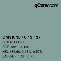 颜色代码: CMYK 18 / 0 / 3 / 37 | qconv.com