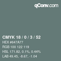 Código de color: CMYK 18 / 0 / 3 / 52 | qconv.com